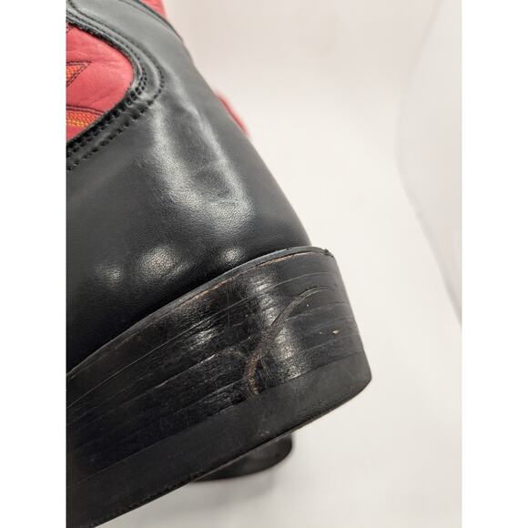 Drews Boots 18" Tall Buckaroo Cowboy Boots 9E Red Black - Picture 8 of 11